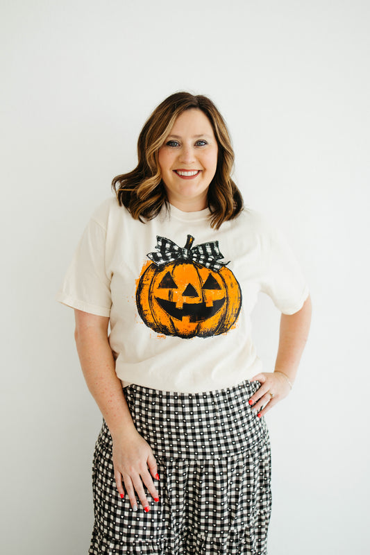 Plaid Bow Jack-o’-lantern Tee/Sweatshirt