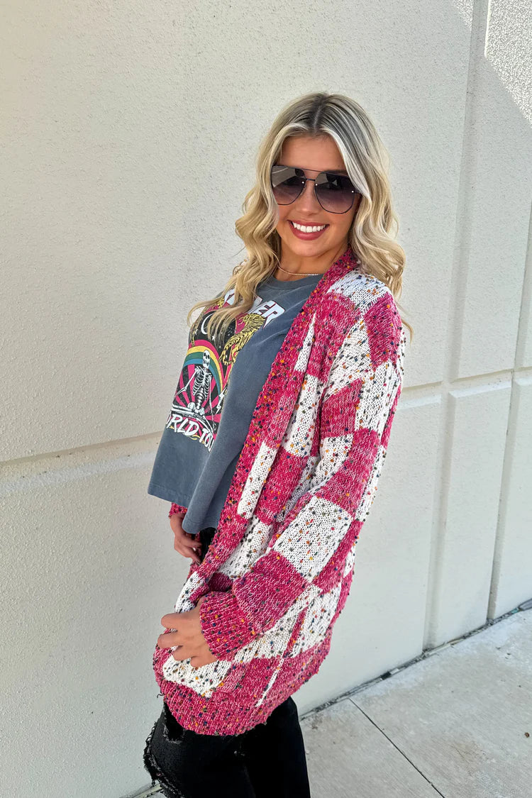 Checkered Confetti Cake Cardigan