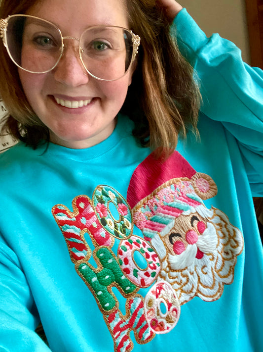 Bright Turquoise Ho Ho Ho Sweatshirt