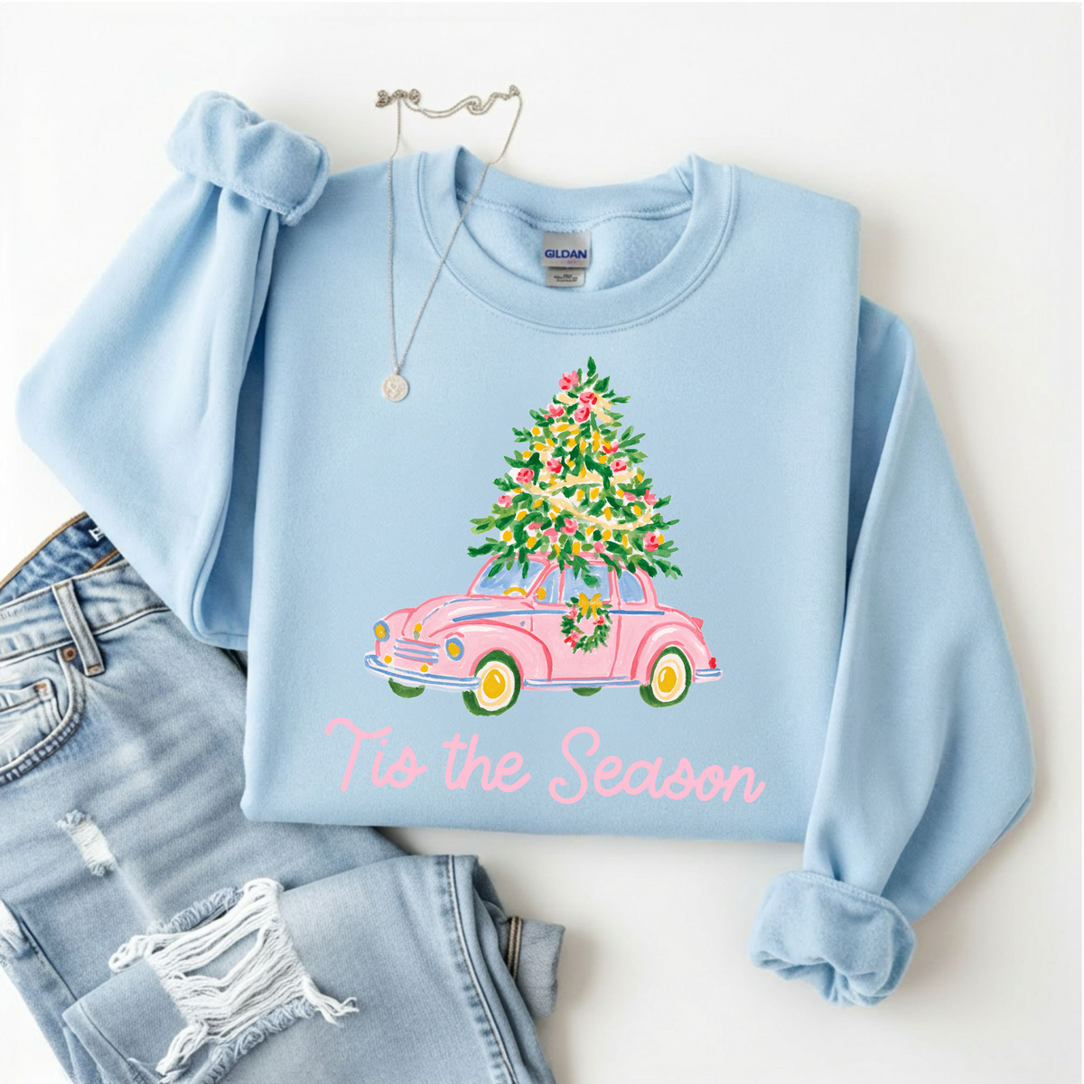 Tis the Season Holiday Car Sweatshirt by Emily Paige
