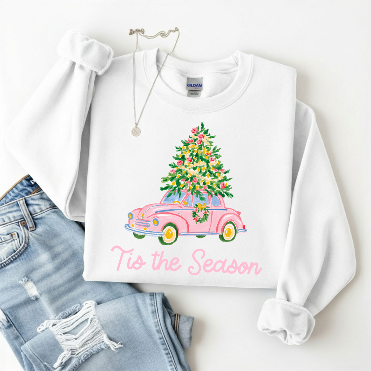 Tis the Season Holiday Car Sweatshirt by Emily Paige