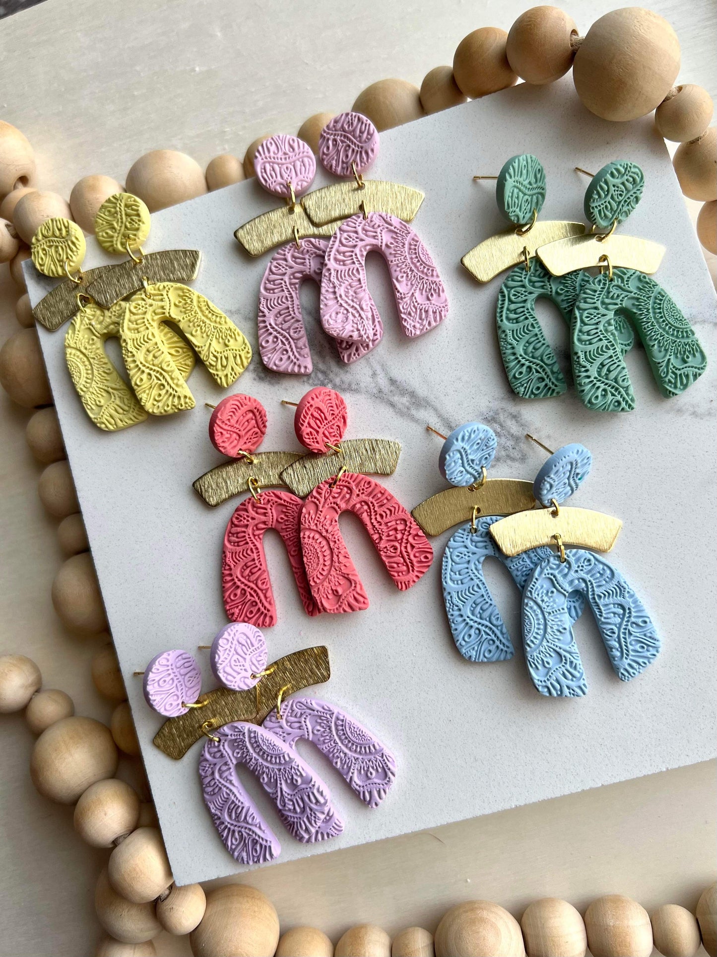 Clover Clay Textured Spring Earrings